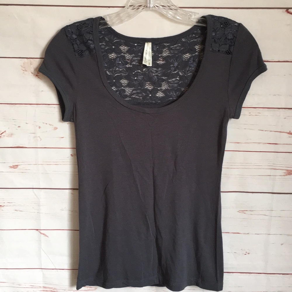 Grey Lace Detail Tee